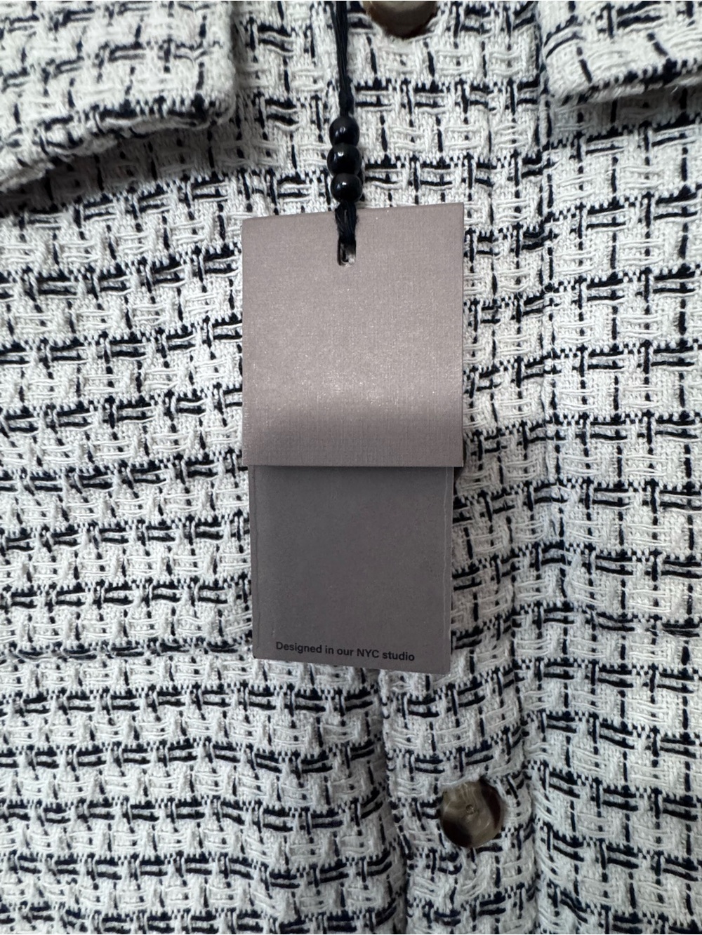 NWT Amongst Others Men’s S Tweed Shacket Black White Textured Overshirt - Picture 4 of 5